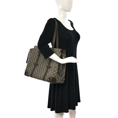 Gucci GG Supreme Monogram Textured Dollar Calfskin Medium Detail Tote Beige Ebony New Acero 2 of 9