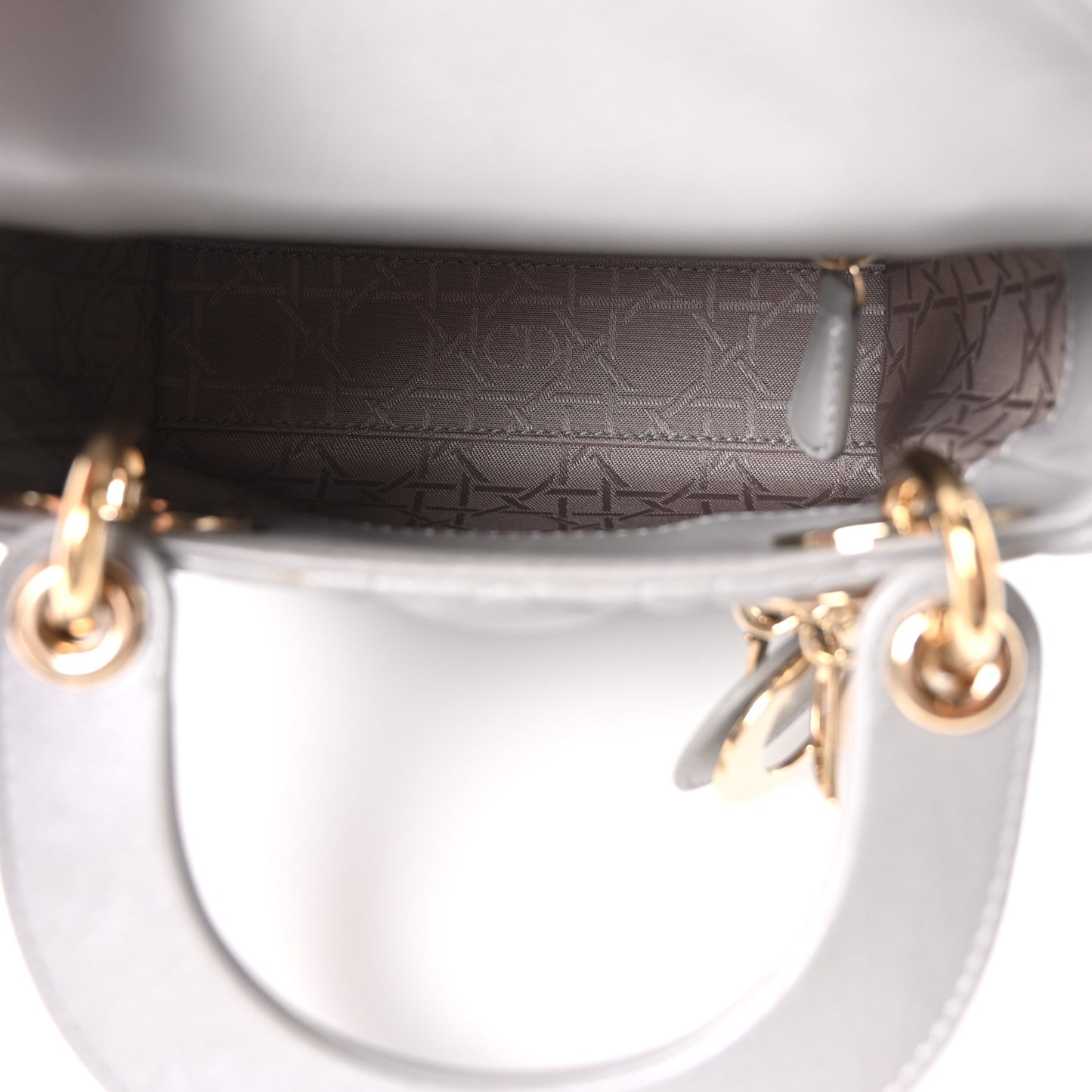 Lambskin Cannage Mini Lady Dior Gray Opaline