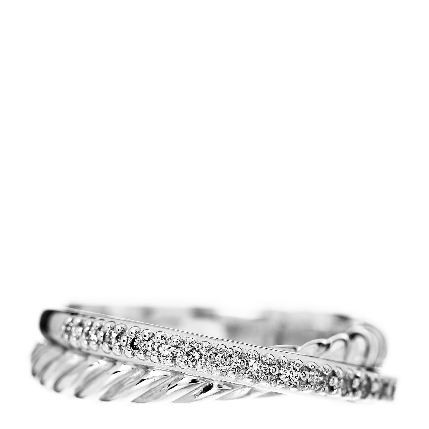 David Yurman Sterling Silver Diamond 5mm Crossover Ring 53 6.25 1 of 4