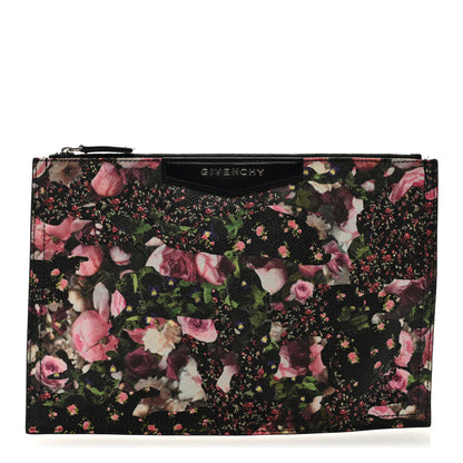 Givenchy Coated Canvas Roses Camouflage Print Medium Antigona Zip Pouch Black 1 of 6