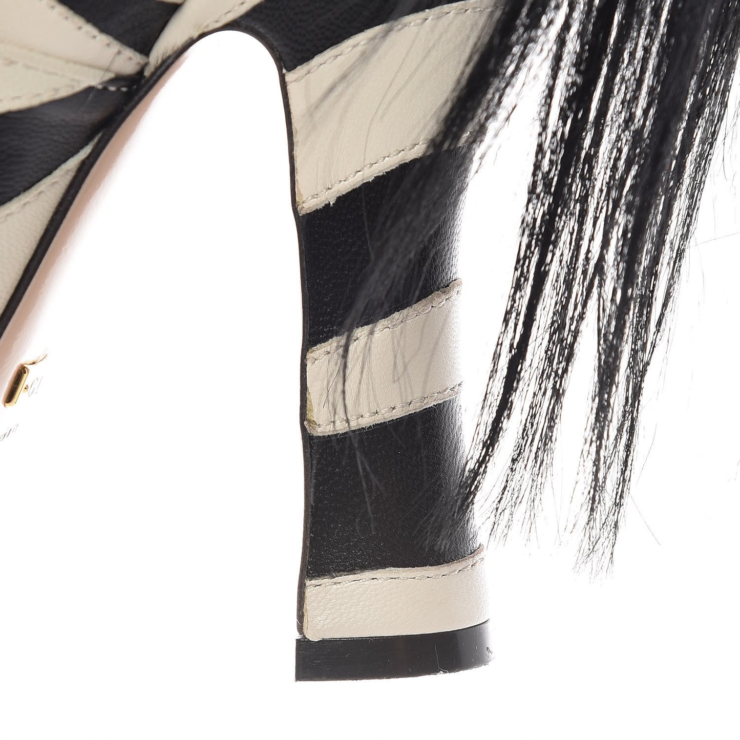 Malaga Kid Fur Zebra Inlay Lesley Mary Jane Pumps 36 Mystic White Black