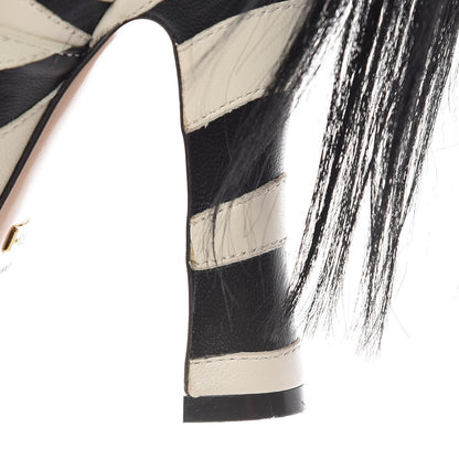 Gucci Malaga Kid Fur Zebra Inlay Lesley Mary Jane Pumps 36 Mystic White Black 18 of 18