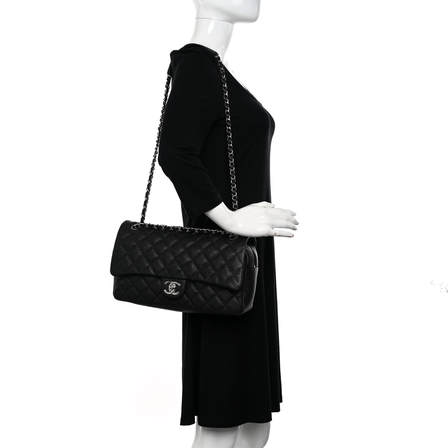 Caviar Quilted Jumbo Easy Flap Black