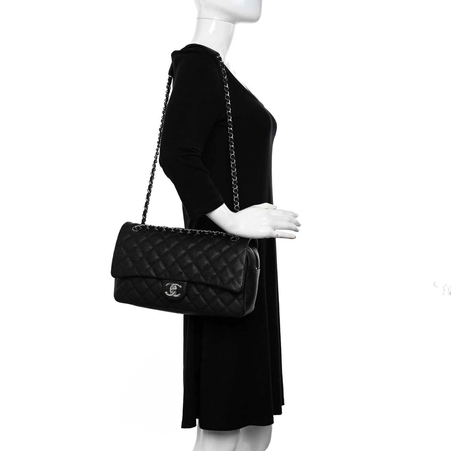 Chanel Caviar Quilted Jumbo Easy Flap Black 2 of 11