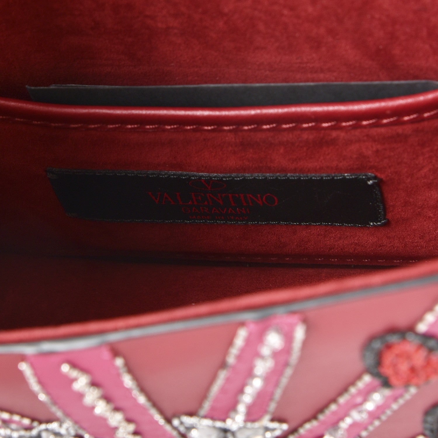 Valentino Garavani Vitello Crystal Loveblade Embellished Mini Glam Lock Rockstud Flap Rubino 7 of 8