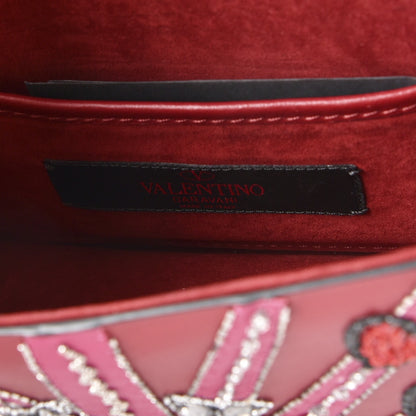 Valentino Garavani Vitello Crystal Loveblade Embellished Mini Glam Lock Rockstud Flap Rubino 7 of 8