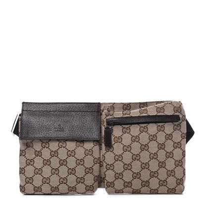 Gucci GG Monogram Double Pocket Belt Bag Dark Brown 1 of 7