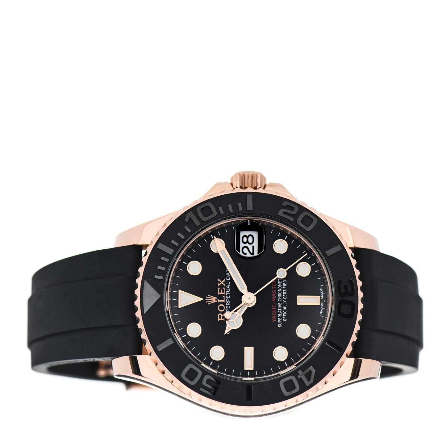 18K Everose Gold Oysterflex 37mm Yacht-Master Watch Black 268655