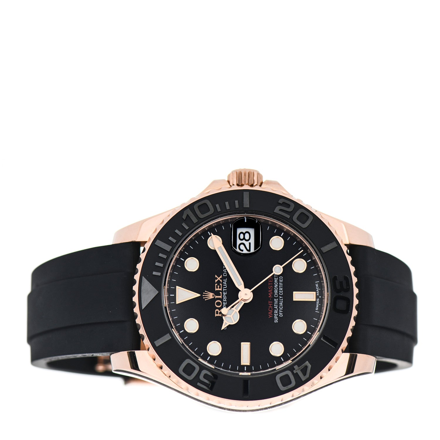 Rolex 18K Everose Gold Oysterflex 37mm Yacht-Master Watch Black 268655 2 of 5
