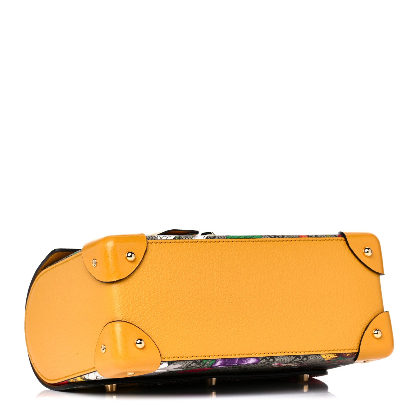 GG Supreme Monogram Flora Small Padlock Bamboo Shoulder Bag Beige Multicolor Crop