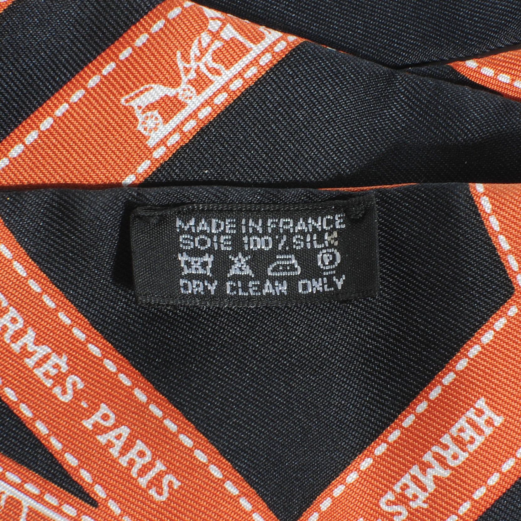 Hermes Silk Bolduc Twilly Scarf Orange and Black 4 of 4