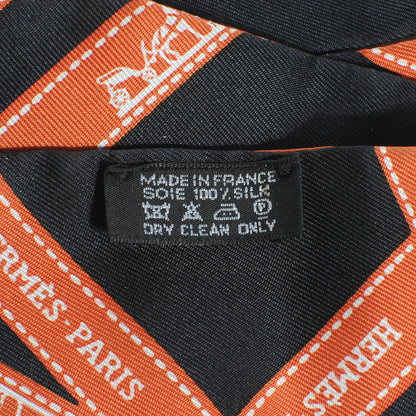 Hermes Silk Bolduc Twilly Scarf Orange and Black 4 of 4