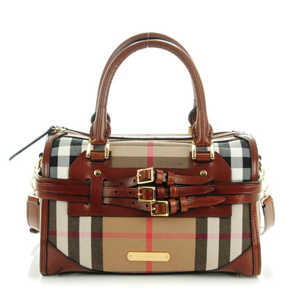 Burberry House Check Bridle Calfskin Medium Alchester Bowling Bag Dark Tan 1 of 8