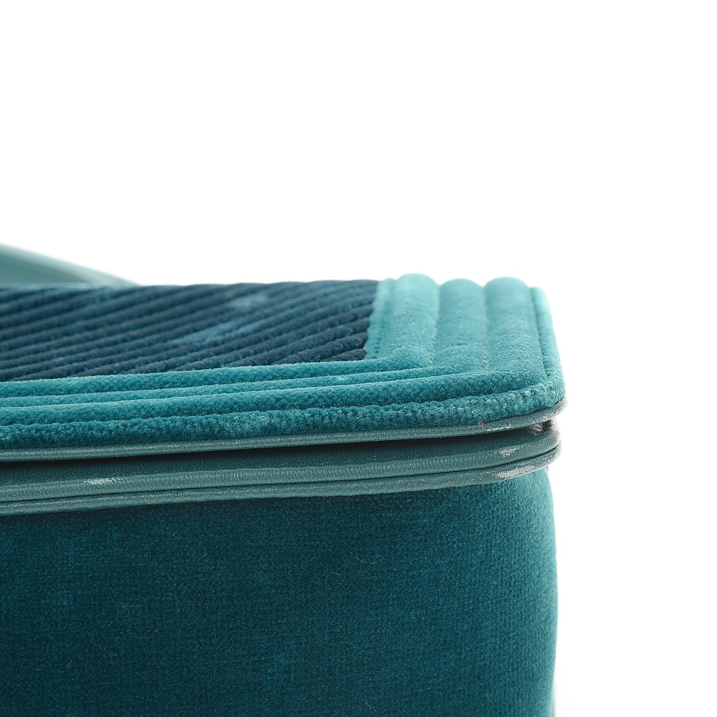 Velvet Chevron Quilted Medium Boy Flap Peacock Blue