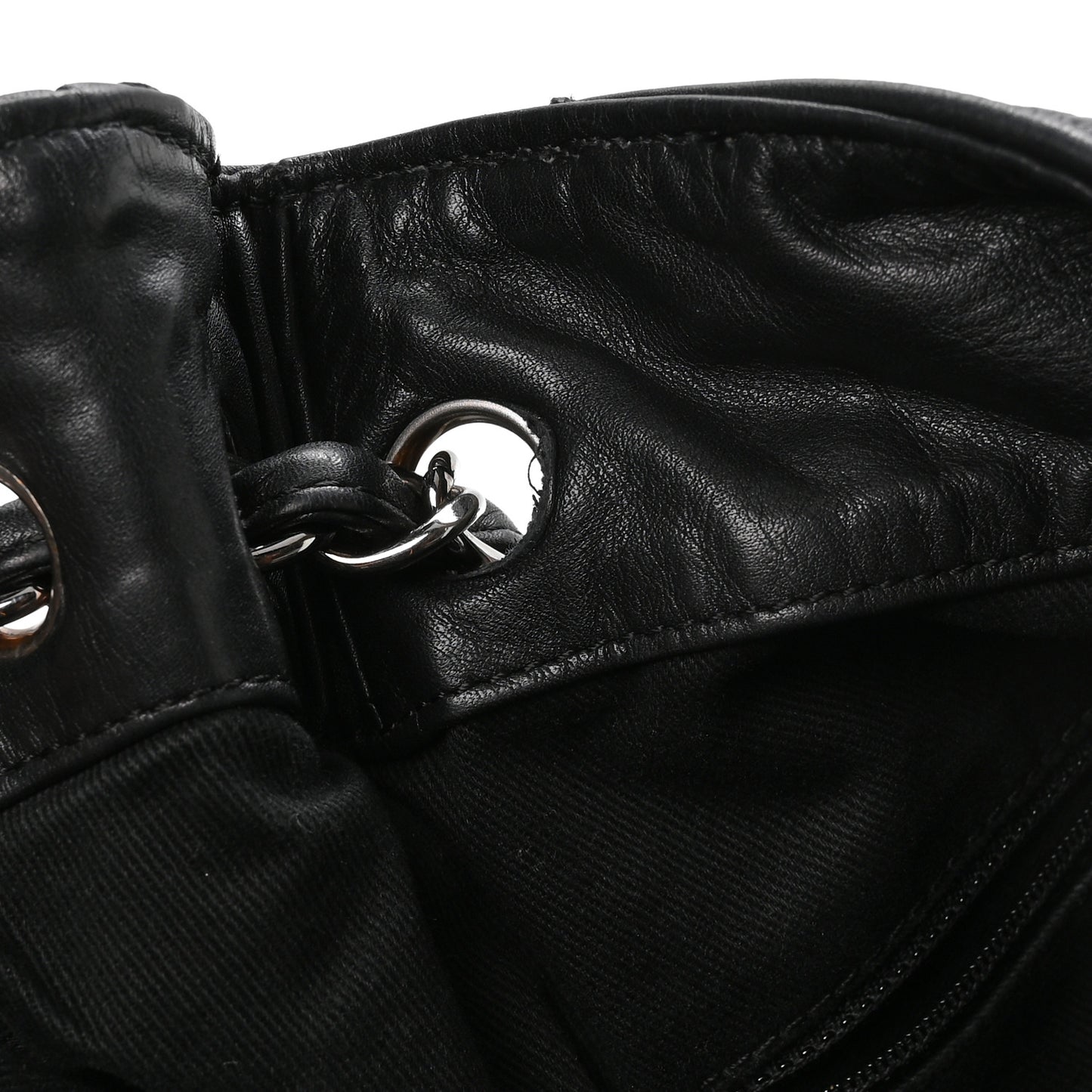 Lambskin Stitched Expandable Tote Black