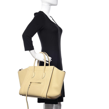 Celine Drummed Calfskin Medium Phantom Luggage Cream 2 of 10