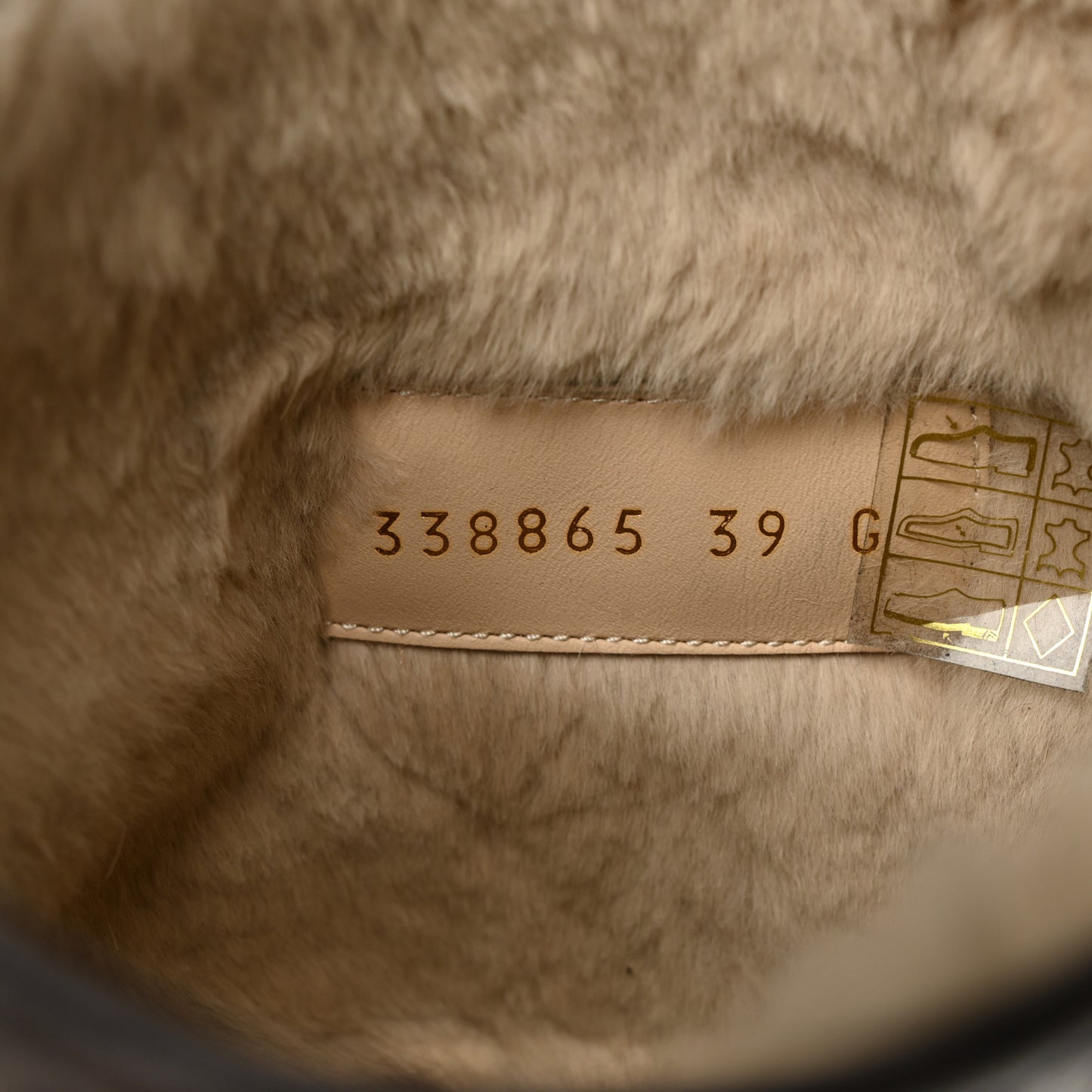 Calfskin Shearling Microguccissima Knee High Riding Boots 39 Brown