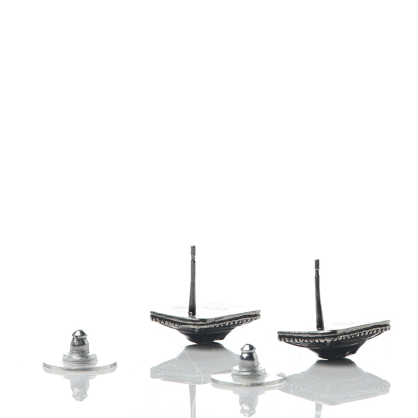 Ruthenium Enamel CC Earrings Blue