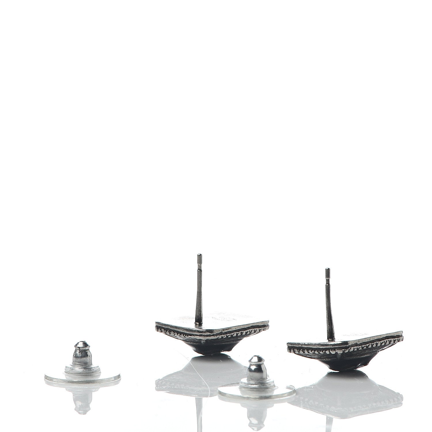 Chanel Ruthenium Enamel CC Earrings Blue 3 of 5