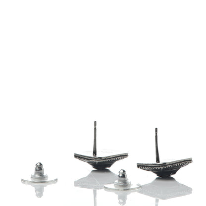 Chanel Ruthenium Enamel CC Earrings Blue 3 of 5
