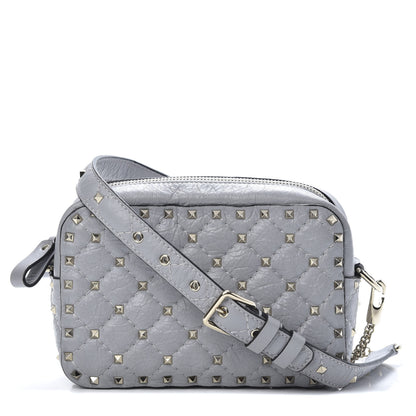 Valentino Garavani Craquele Nappa Rockstud Spike Camera Crossbody Bag Pastel Grey 1 of 10