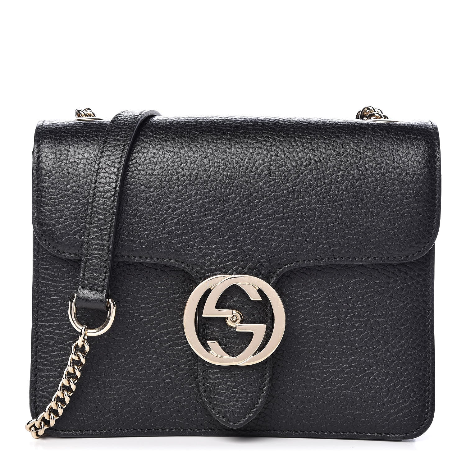 Gucci Dollar Calfskin Small Interlocking G Shoulder Bag Black 1 of 10