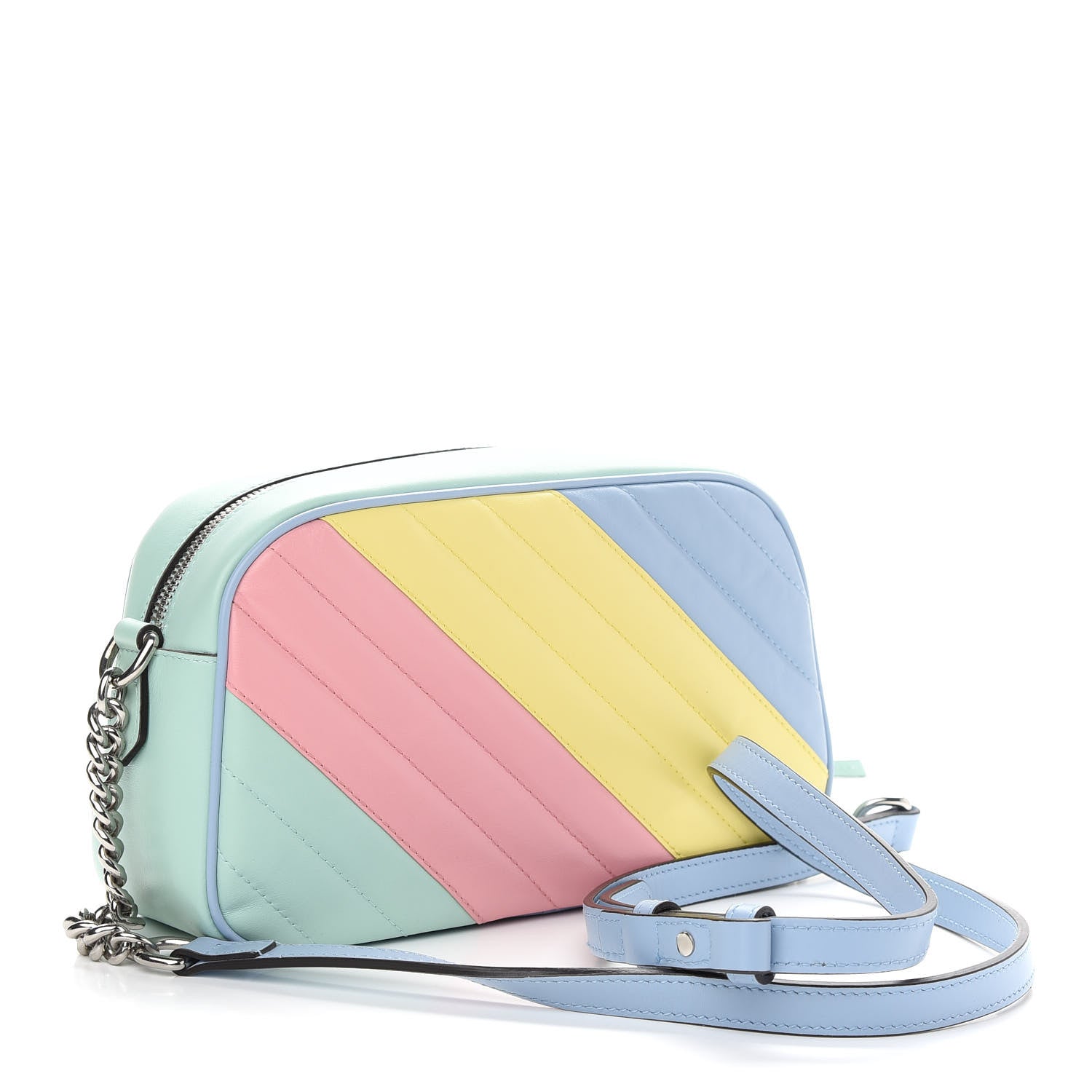 Gucci Calfskin Matelasse Diagonal Small GG Marmont Chain Shoulder Bag Multicolor Pastel 3 of 9