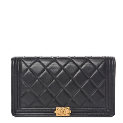 Chanel Lambskin Quilted Boy Yen Wallet Black 1 of 9
