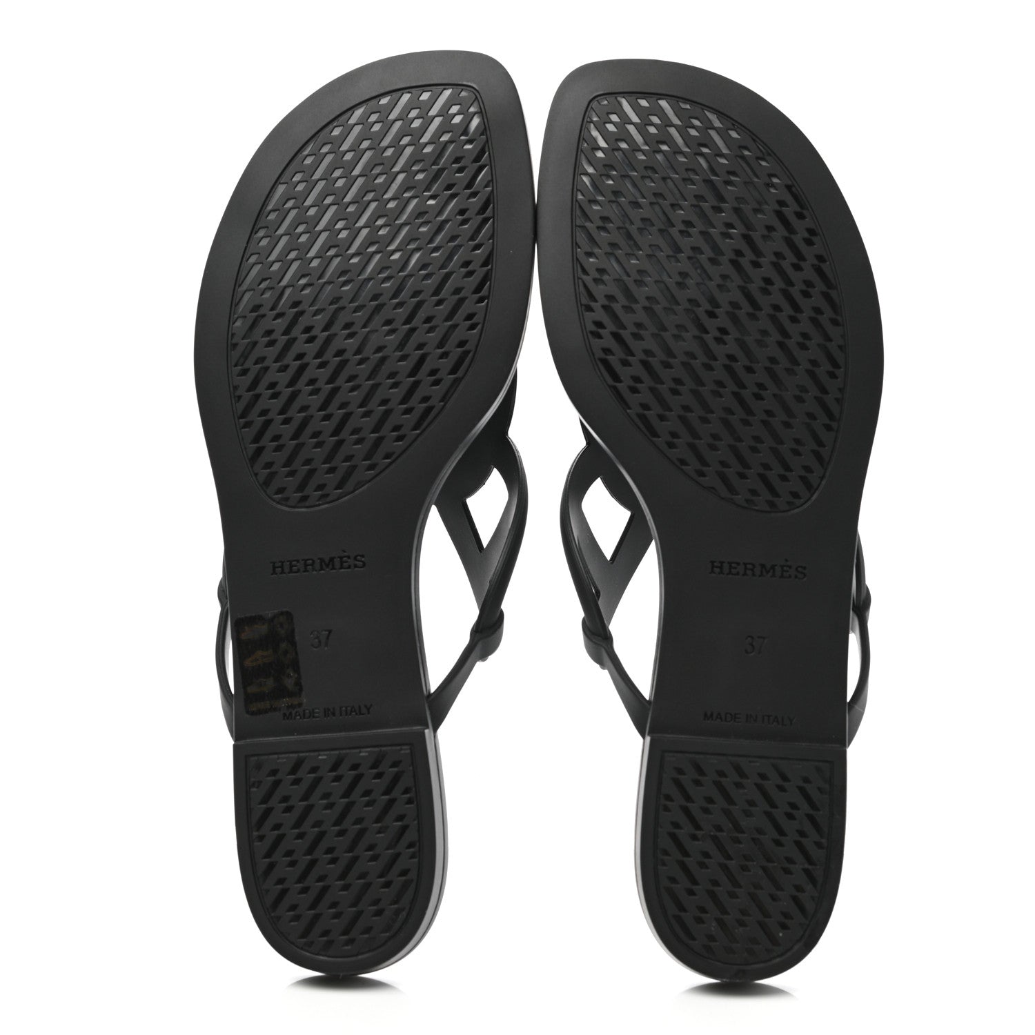 Hermes Rubber Womens Egerie Sandals 37 Black 5 of 9