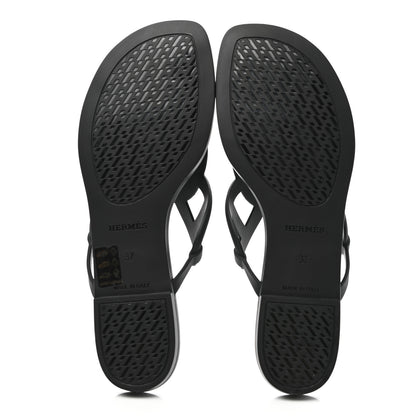 Hermes Rubber Womens Egerie Sandals 37 Black 5 of 9
