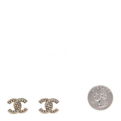 Chanel Crystal Timeless CC Earrings Light Gold 2 of 4