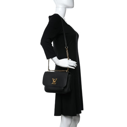Louis Vuitton Grained Calfskin Lockme Chain Bag Black 2 of 10