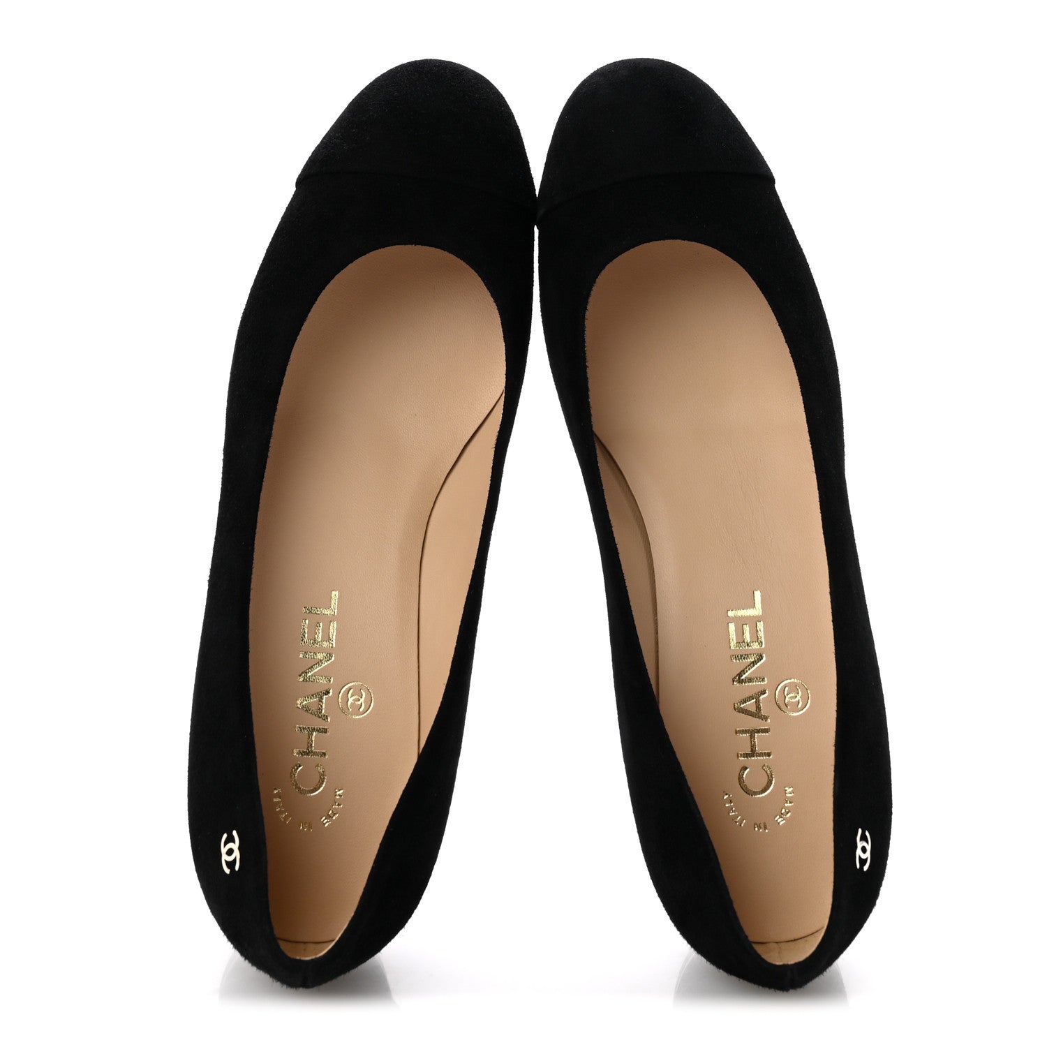 Chanel Suede CC Cap Toe Pumps 38 Black 2 of 10