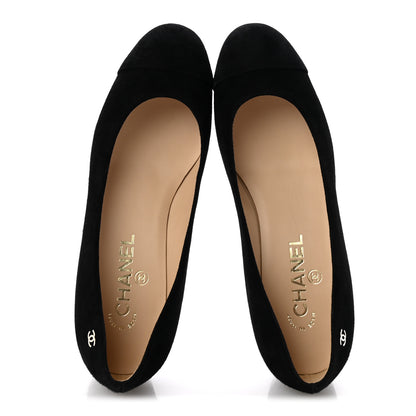 Chanel Suede CC Cap Toe Pumps 38 Black 2 of 10