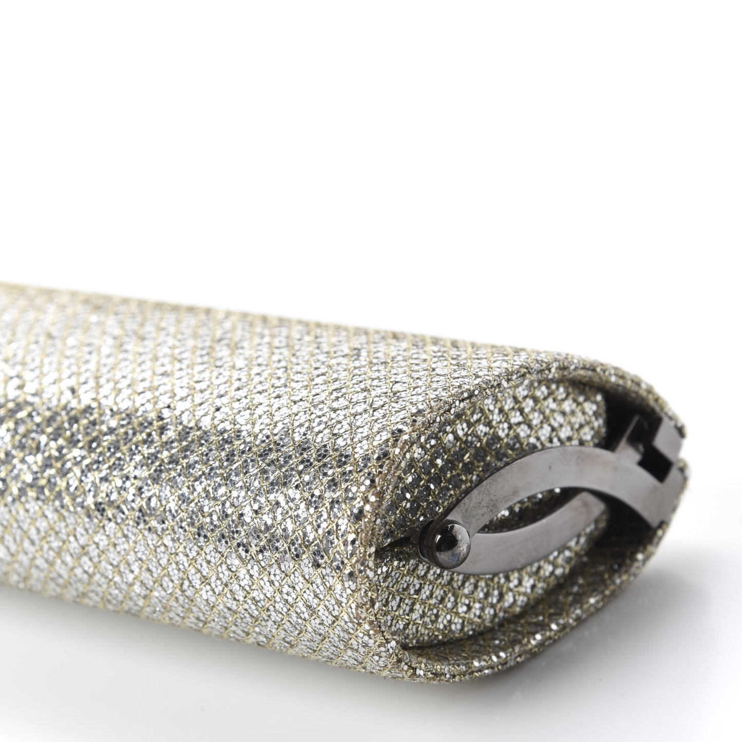 Glitter Fabric Small Tube Clutch Champagne