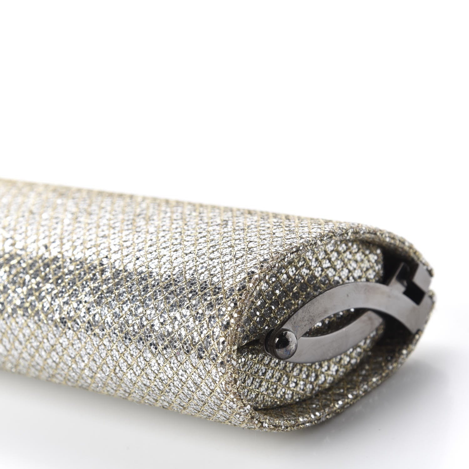 Jimmy Choo Glitter Fabric Small Tube Clutch Champagne 7 of 9