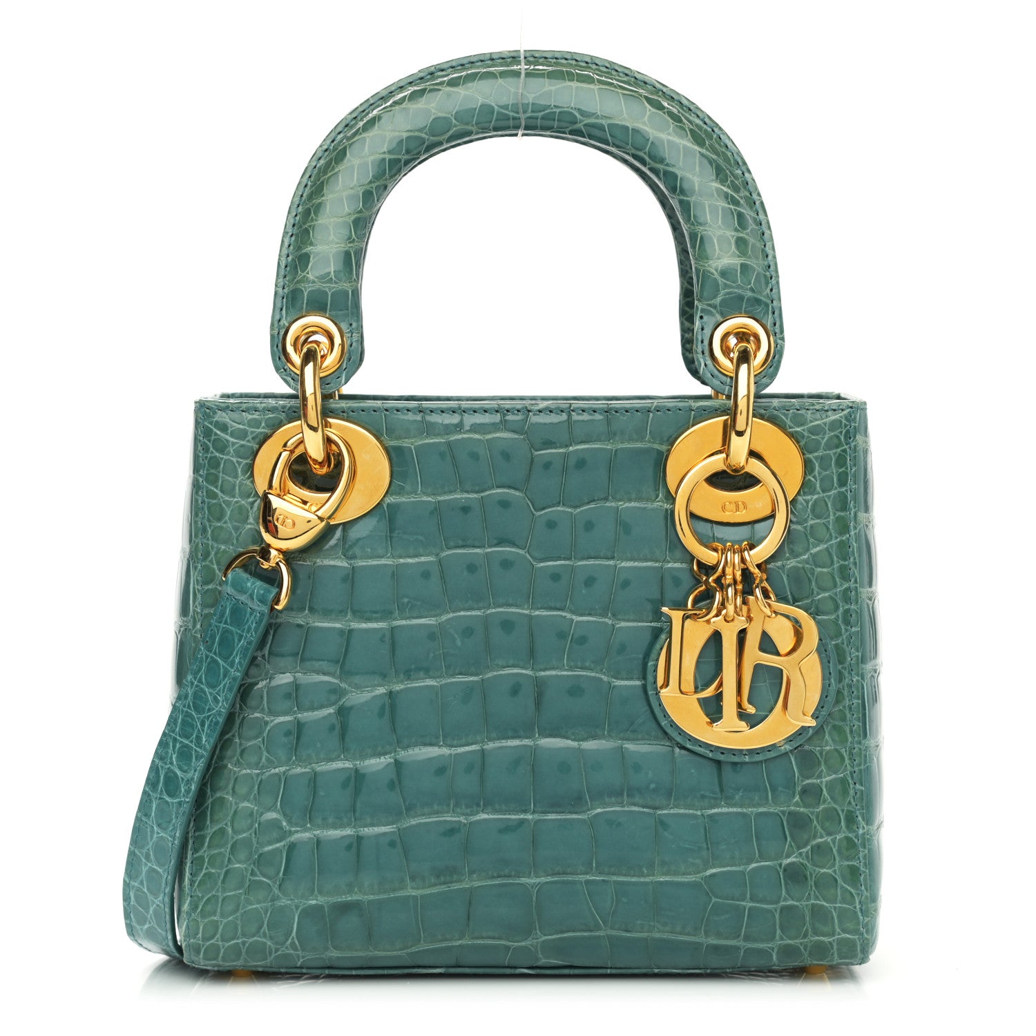 Christian Dior Shiny Crocodile Mini Lady Dior Green 1 of 10