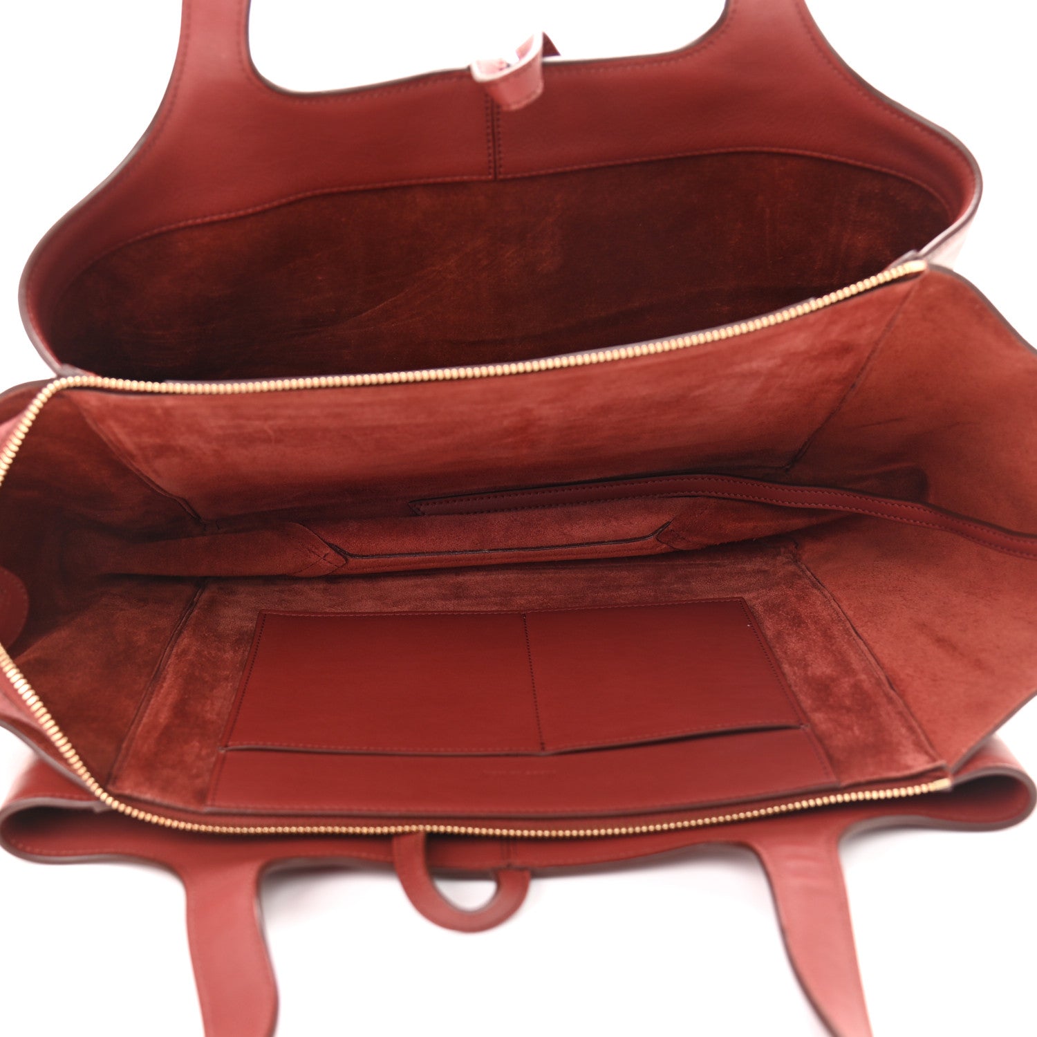 Celine Calfskin Medium Tri-Fold Bag Red Wood 5 of 10