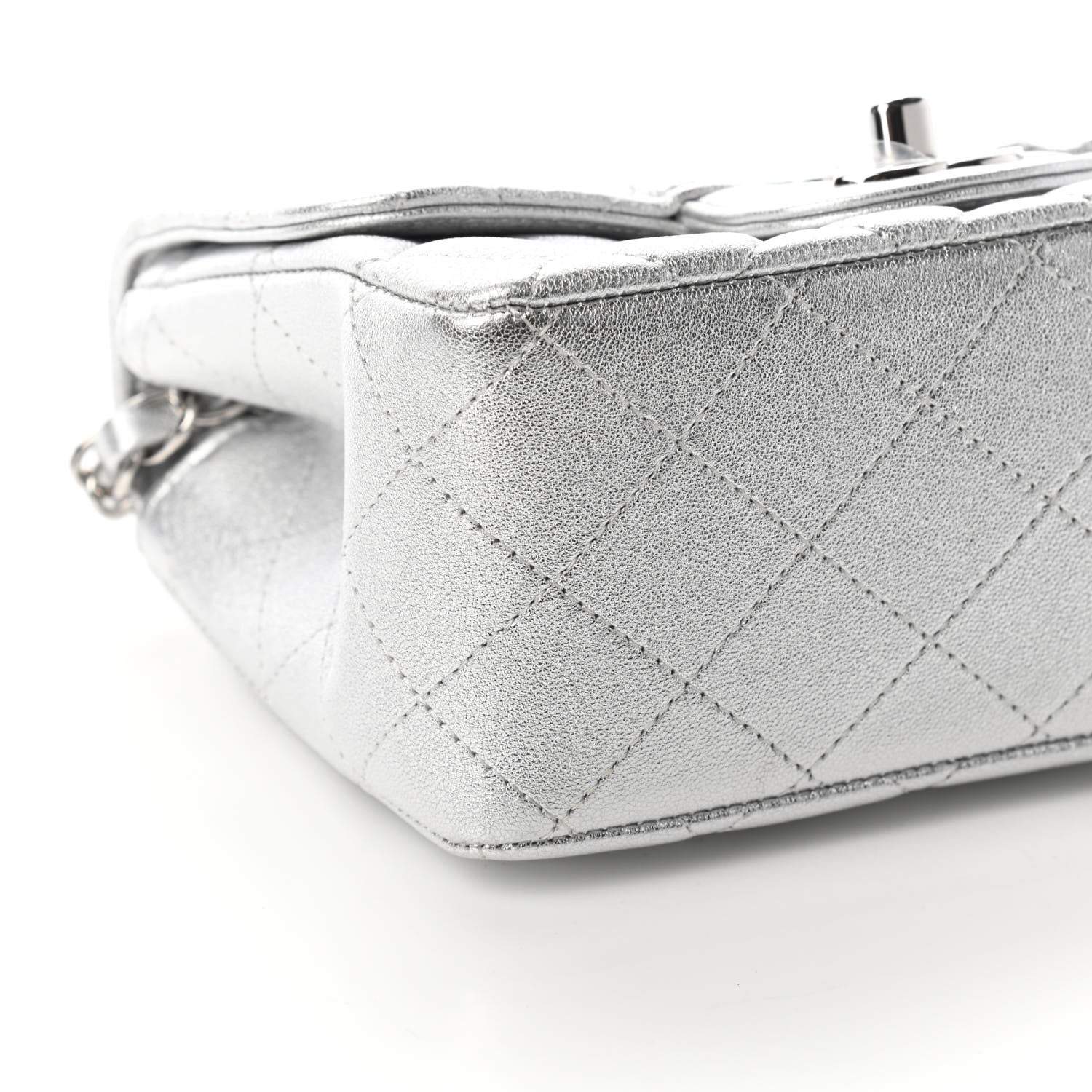 Chanel Metallic Lambskin Quilted Mini Square Flap Silver 6 of 9