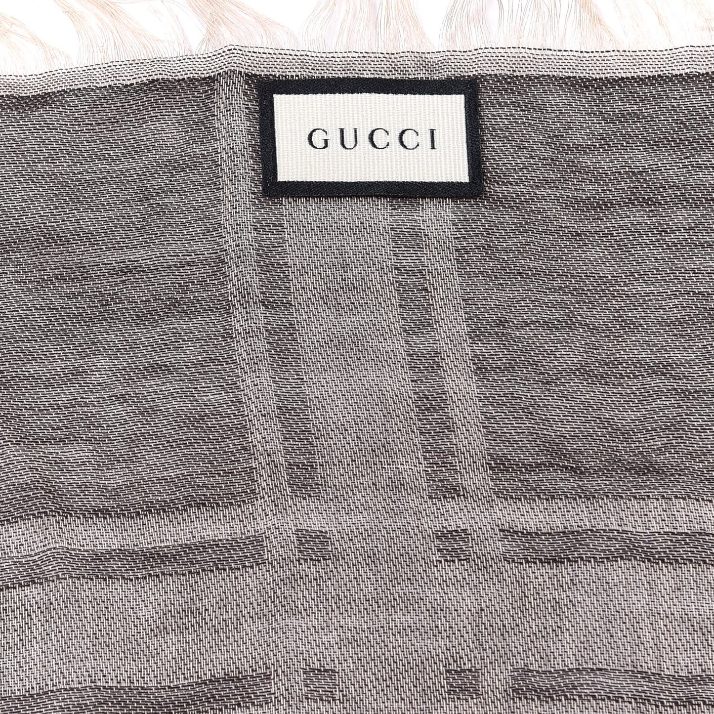 Wool Silk GG Monogram Diamante Plaid Surviee Shawl Beige Dark Brown
