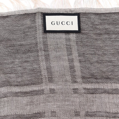 Gucci Wool Silk GG Monogram Diamante Plaid Surviee Shawl Beige Dark Brown 4 of 4