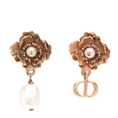 Christian Dior Pearl Millefiori Drop Earrings Gold 1 of 5