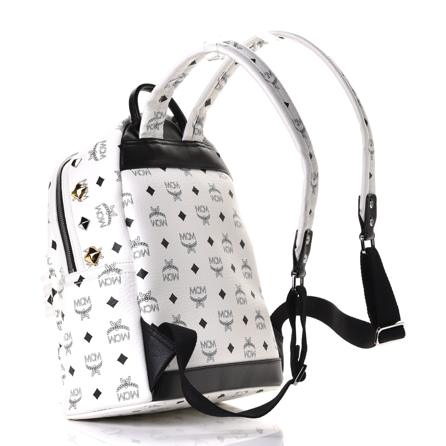 MCM Visetos Studded Small Stark M Backpack White 2 of 7