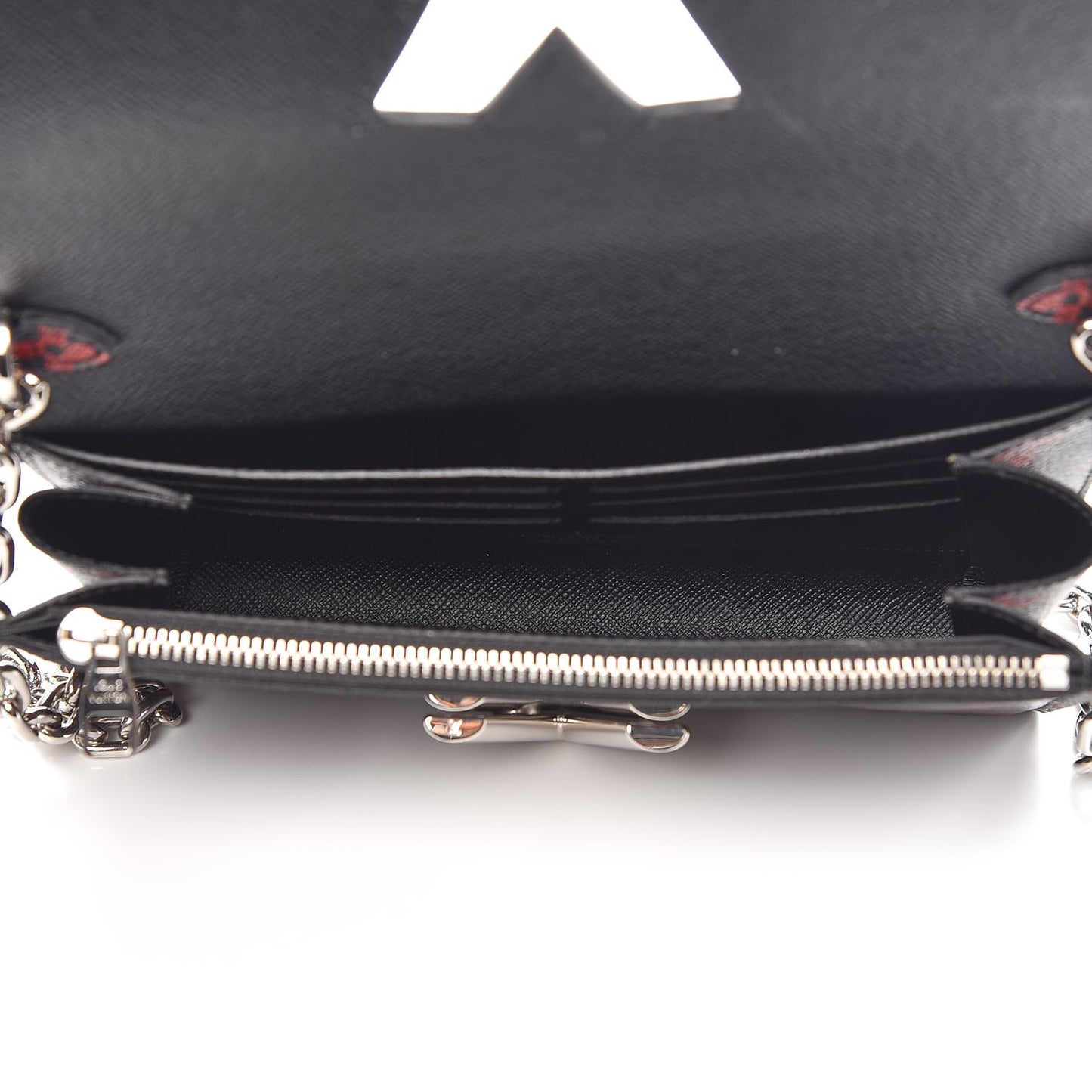 Monogram Palm Twist Chain Wallet Black White