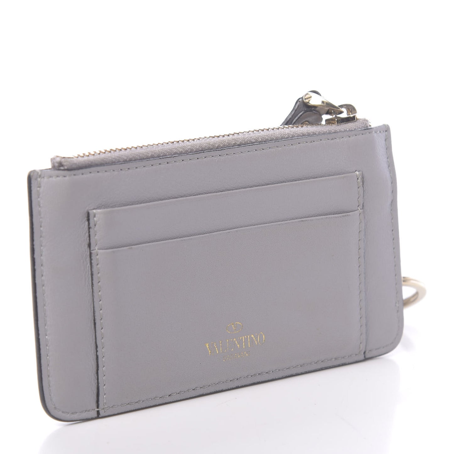 Vitello Rockstud Key Coin Case Card Holder Grey