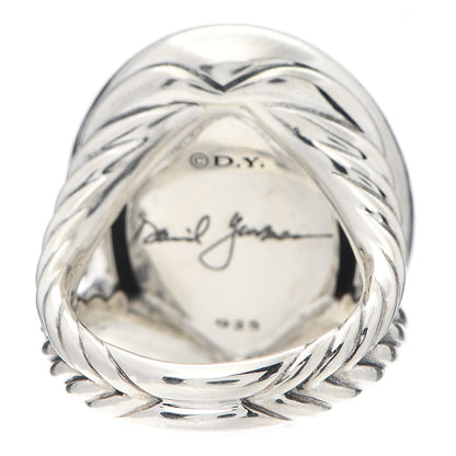 David Yurman Sterling Silver Diamond Black Orchid 18mm Signature Oval Ring 54 7 4 of 5