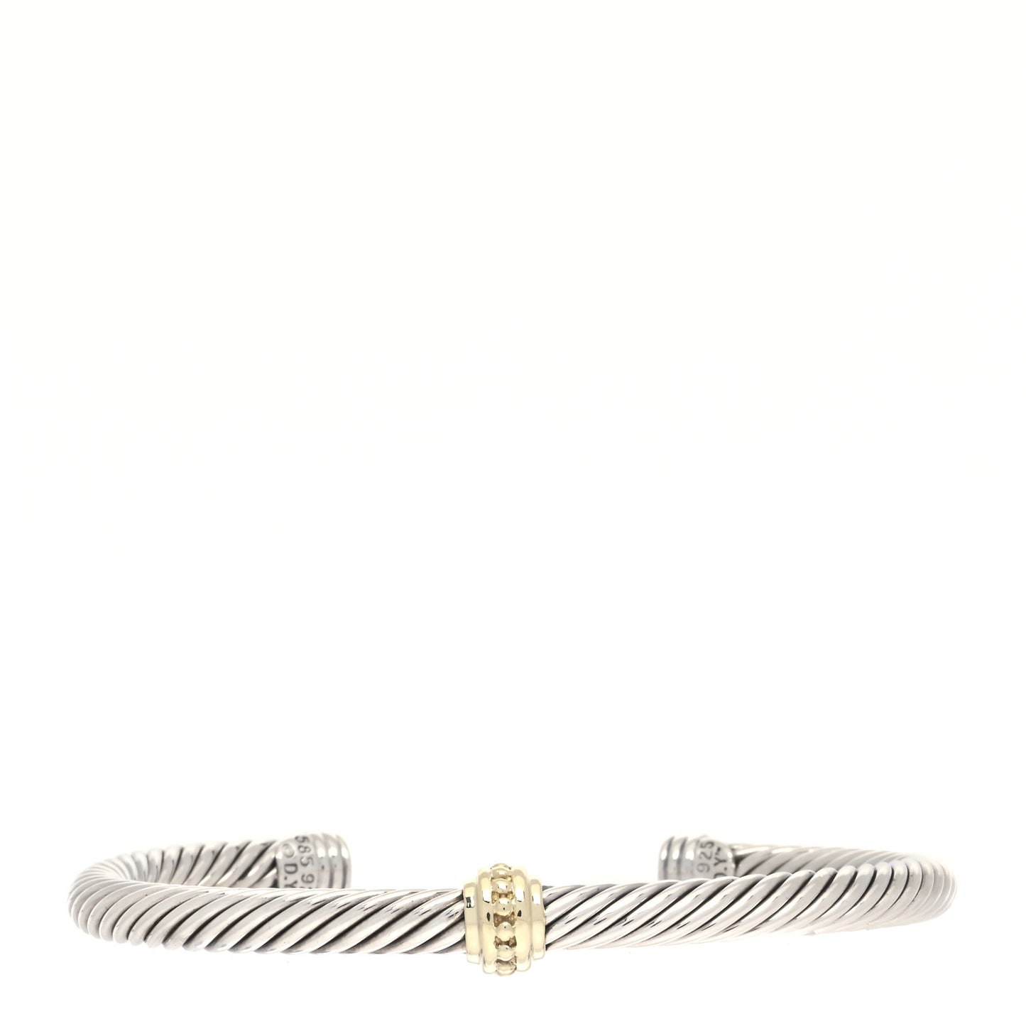 Sterling Silver 14K Yellow Gold 5mm Station Cable Bracelet