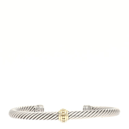 David Yurman Sterling Silver 14K Yellow Gold 5mm Station Cable Bracelet 1 of 4