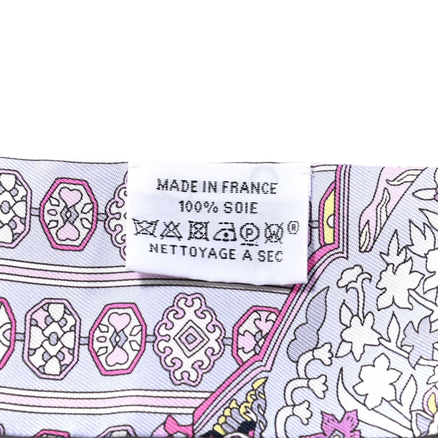 Hermes Silk Tapis Persans Twilly Rose Gris Bleuete Jaune Soufre 2 of 4