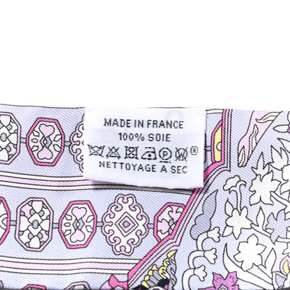 Hermes Silk Tapis Persans Twilly Rose Gris Bleuete Jaune Soufre 2 of 4